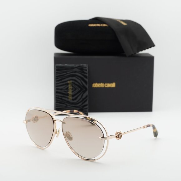 Roberto Cavalli SRC032M 300G Aviator Sunglasses - Gold/Brown main image 9